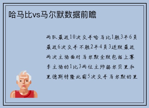 哈马比vs马尔默数据前瞻
